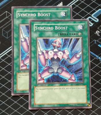 2x YuGiOh! Synchro Boost 5DS1-EN020 , 5DS2-EN032 1st Edition Cards-image