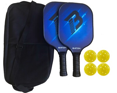 Pickleball Paddle Set Carbon Fiber Surface Polymer Honeycomb Core USAPA Approved-image