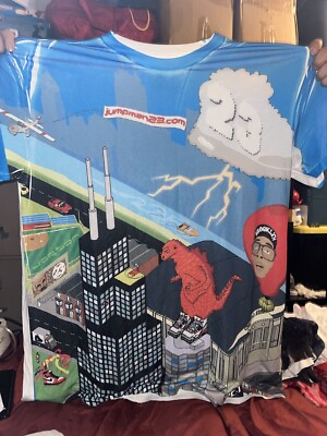 RARE Nike JumpMan VS Godzilla T-Shirt NBA Spike Lee Air Jordan XXL Shirt-image