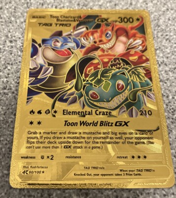 Gold Foil Card Collection Toon Charizard &Blastoise & Venusaur GX-image