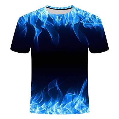 3D Effect Cartoon Loose Fit Short Sleeve T-Shirt for Young Adults in Polyester F-image