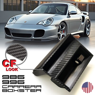Porsche 986 996 Boxster 911 Carrera Ashtray Delete Cubby Carbon Fiber Look-image