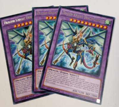 3x Yugioh! LP Dragon Knight Draco-Equiste - LC5D-EN028 - Rare - 1st Edition-image