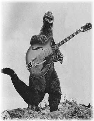 Godzilla with guitar Monsters of Rock t-shirt100% cotton-image