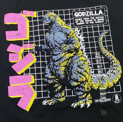 NWT: Retro Godzilla Tokyo Japan Black Cotton Graphic Tee/T-Shirt Mens Size 2XL-image