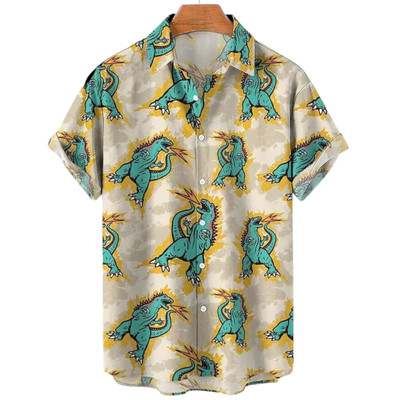 Angry Godzilla Fire Cartoon Pattern 2024 Trending Hawaiian Shirt-image