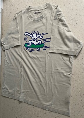 UT Archive Uniqlo Keith Haring Skateboarding Skate  T-shirt Beige Size Large Tee-image