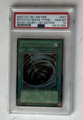 YUGIOH PSA 10 Mystical Space Typhoon 2002 Magic Ruler MRL-047 Ultra Rare 1st Ed!-image