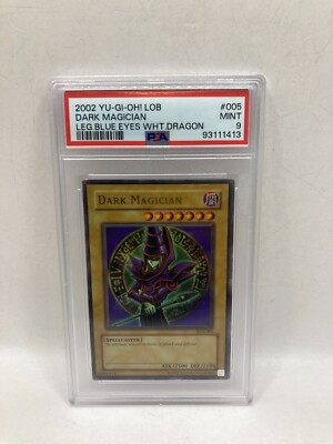 YU-GI-OH PSA 9 2002 Dark Magician LOB-005 Ultra Rare Unlimited-image