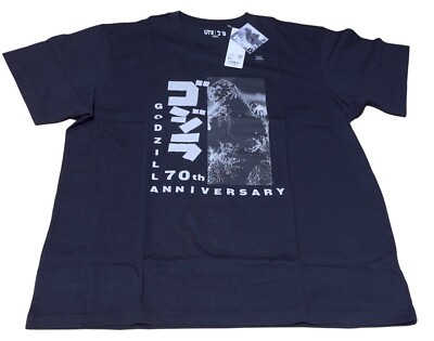 GODZILLA x Uniqlo 70th Memorial T-shirt regular crew neck Black XXL size JAPAN-image
