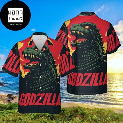 Godzilla Japanese Style Red And Black 2024 Trending Hawaiian Shirt-image