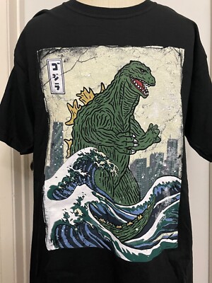 Godzilla Toho Graphic Style Men’s Godzilla Shirt Black Size Medium New L@@k-image
