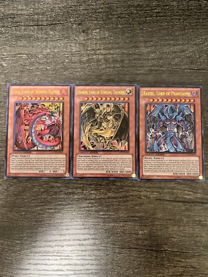 Yugioh GX Sacred Beast Egyptian God Cards Raviel Uria Hamon Ultra Rare Card Set-image