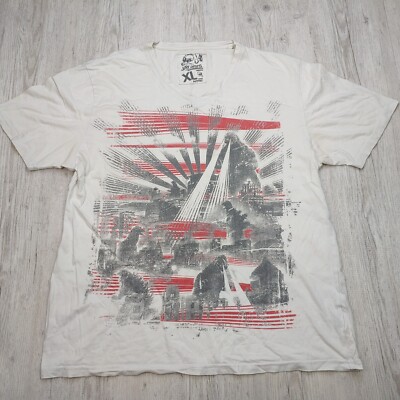 Jay Jays Godzilla Men’s T-Shirt Y2K 2008 Vintage Graphic Tee White Size XL-image