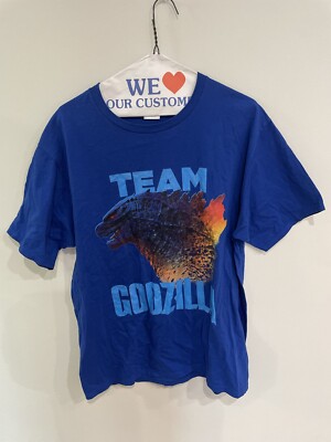 Godzilla Vs. Kong Graphic Godzilla Team Men's Casual Blue Promo T-shirt Sz Large-image