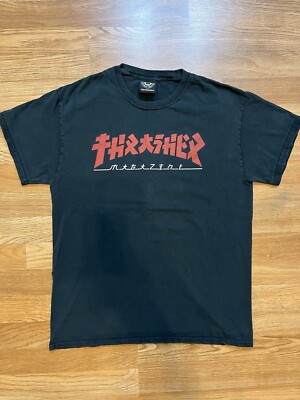 Mens Thrasher Magazine GODZILLA LOGO Skateboard T Shirt BLACK Sz M-image