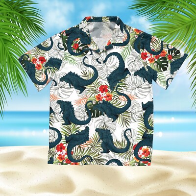 Godzilla King Of Monster Hawaiian Shirt Casual Button Down Unisex Adults Outfit-image