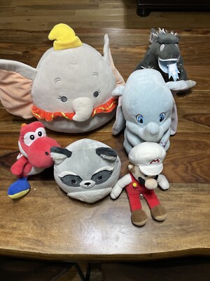 Plush. Disney. Squishmallow. Dumbo. Mario. Yoshi. Godzilla Zipper Mouth. Raccoon-image