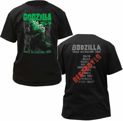 Godzilla World Destruction Tour Adult T-Shirt -Official giant monster Movie Tee-image