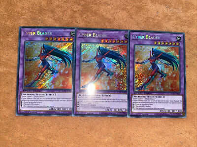 🔥 3x YUGIOH SGX1-ENE21 Cyber Blader SECRET RARE NM SPEED DUEL GX PLAYSET-image