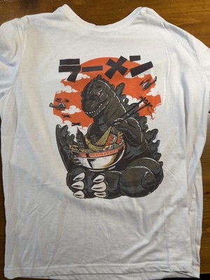Godzilla Eating Ramen T-Shirt Size L Japanese Pop Culture Romwe-image