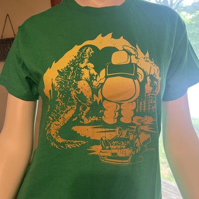 Small Green Gildan Godzilla Staypuft Marshmallow Man Shirt-image