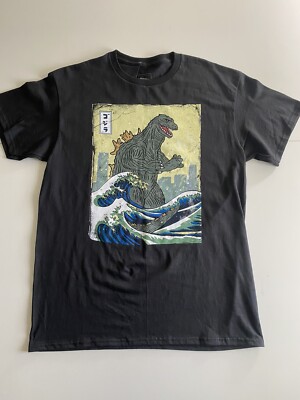 NEW MENS LIMITED EDITION GODZILLA WAVE BLACK TEE SZ MEDIUM-image