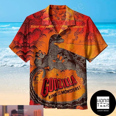 Godzilla King Of Monsters Signature Oranger Color 2024 Trending Hawaiian Shirt-image