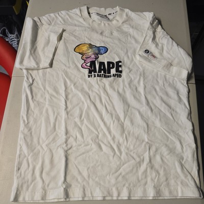 NWT AAPE by A Bathing Ape White Floral Logo RARE Graphic T-Shirt  Sz M-image