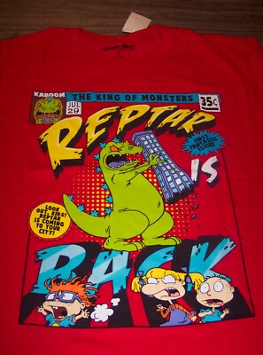 Nickelodeon Rugrats REPTAR DINOSAUR as Godzilla T-Shirt LARGE NEW w/ TAG 1990's-image