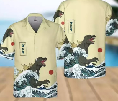 King Of Monster Godzilla Japanese Gojira Hawaiian Shirt Plus Size Vacation Gift-image