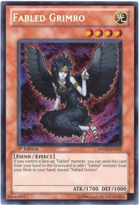Yu-Gi-Oh Card - HA02-EN032 - FABLED GRIMRO (secret rare holo) - NM/Mint-image