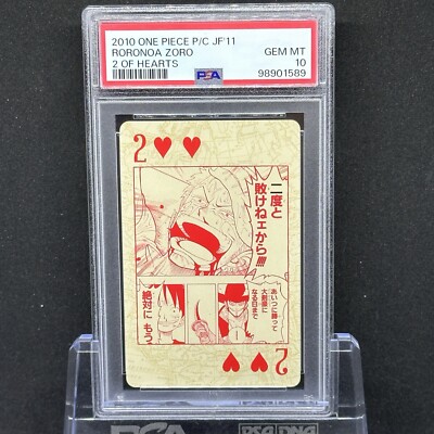 PSA 10 2010 Ensky One Piece Playing Card Jump Festa 2011 Roronoa Zoro 2 of Heart-image