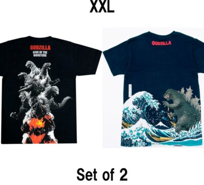 Godzilla T-shirt Set of 2 XXL size Evolutions , Ukiyoe Shipping Frome Japan-image