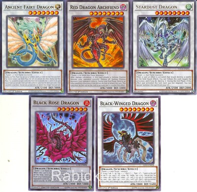Yugioh Signer Dragons Set - Stardust Black Rose Ancient Fairy Red Archfiend 5Ds-image