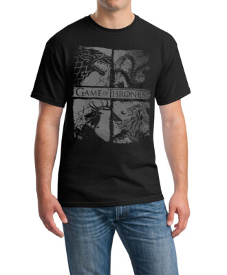 Game Of Thrones T-Shirt Four Houses  Classic Dragon Arya Lannister Stark-image