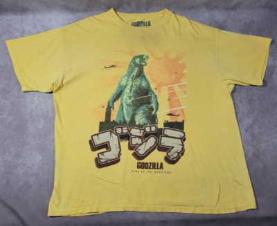Godzilla King Of The Monsters Toho Co Warner Bros T Shirt XL Yellow Thrashed-image