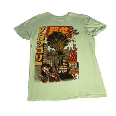 THREADLESS Broccozilla Monster Printed Japanese Streetwear T Shirt Graphic Tee-image