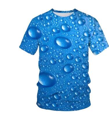 Trendy 3D Printed Raindrop Short Sleeve Shirt for Men - Casual Polyester Fashion-image