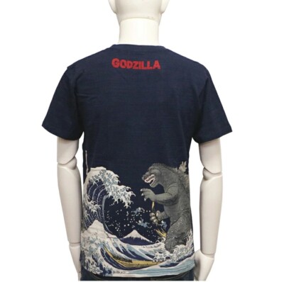 Godzilla x Ukiyo-e Discharge printing T-shirt XL-image