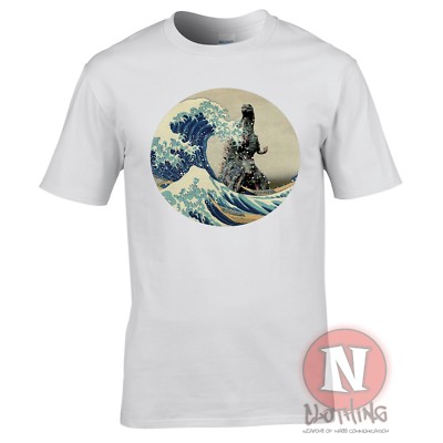 Great Wave Godzilla t-shirt monster Aesthetic Hokusai Japanese art-image