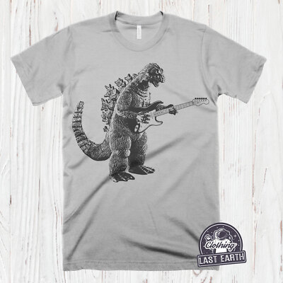 Godzilla Playing Guitar T-Shirt, Funny Dinosaur Shirt, Vintage Movie Shirt Gifts-image