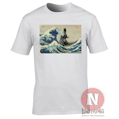 Great Wave Godzilla t-shirt Hokusai Aesthetic Japanese monster classic art-image
