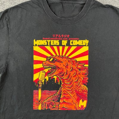 Monsters of Comedy T-Shirt Mens Size L Black Godzilla Stand Up Graphic Tee-image