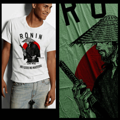 Samurai T-Shirt deadly warrior with sword Bushido Code Japanese katana tee-image