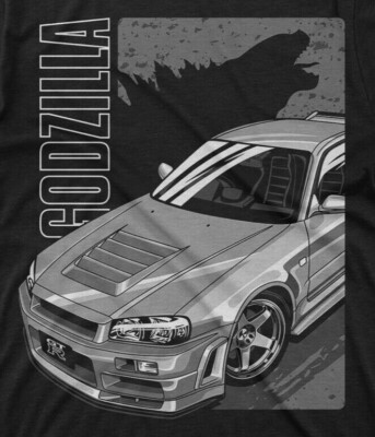 Nissan Godzilla Nismo GT-R  R34 T-Shirt JDM Super Car on a Ring Spun Cotton Tee-image