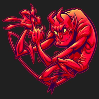 The Devil Made Me Do It TeeVillain T-SHIRT Satan Lucifer Horror Spoof Art Heart-image