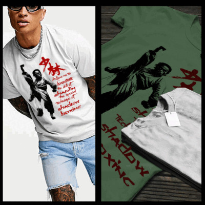 Kung Fu t-shirt retro shaolin karate martial arts buddha monk shadowboxing S-2XL-image