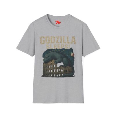 Godzilla Sleeps In The Colosseum Unisex Softstyle T-Shirt, Italy Tee, Monster-image