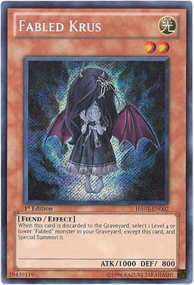 Yu-Gi-Oh Card - HA03-EN002 - FABLED KRUS (secret rare holo)  - NM/Mint-image